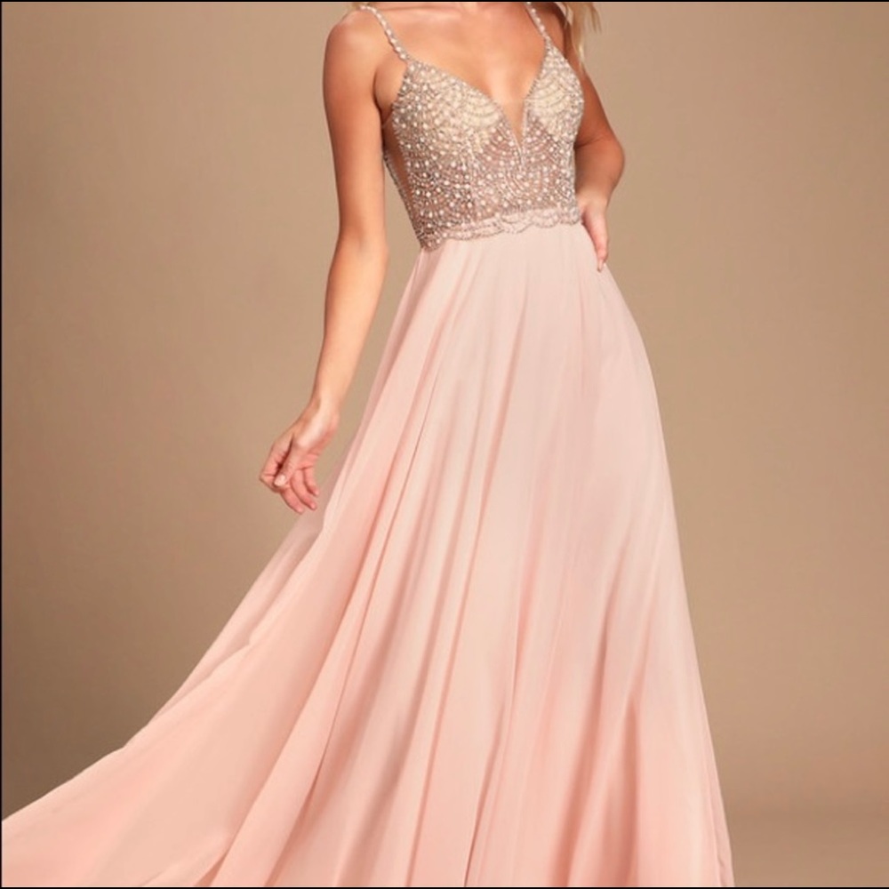 Lulu’s “True Love Beaded Rhinestone Maxi Dress”